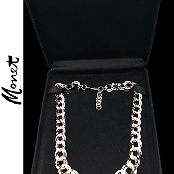 NEW RARE Vintage 80’s Monet Chunky Graduated Curb Chain Necklace - Picture 10 of 10